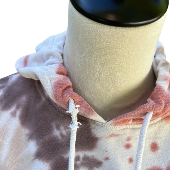 Aeropostale Small Tie Dye Hoodie Cropped Brown Pink - Picture 7 of 9